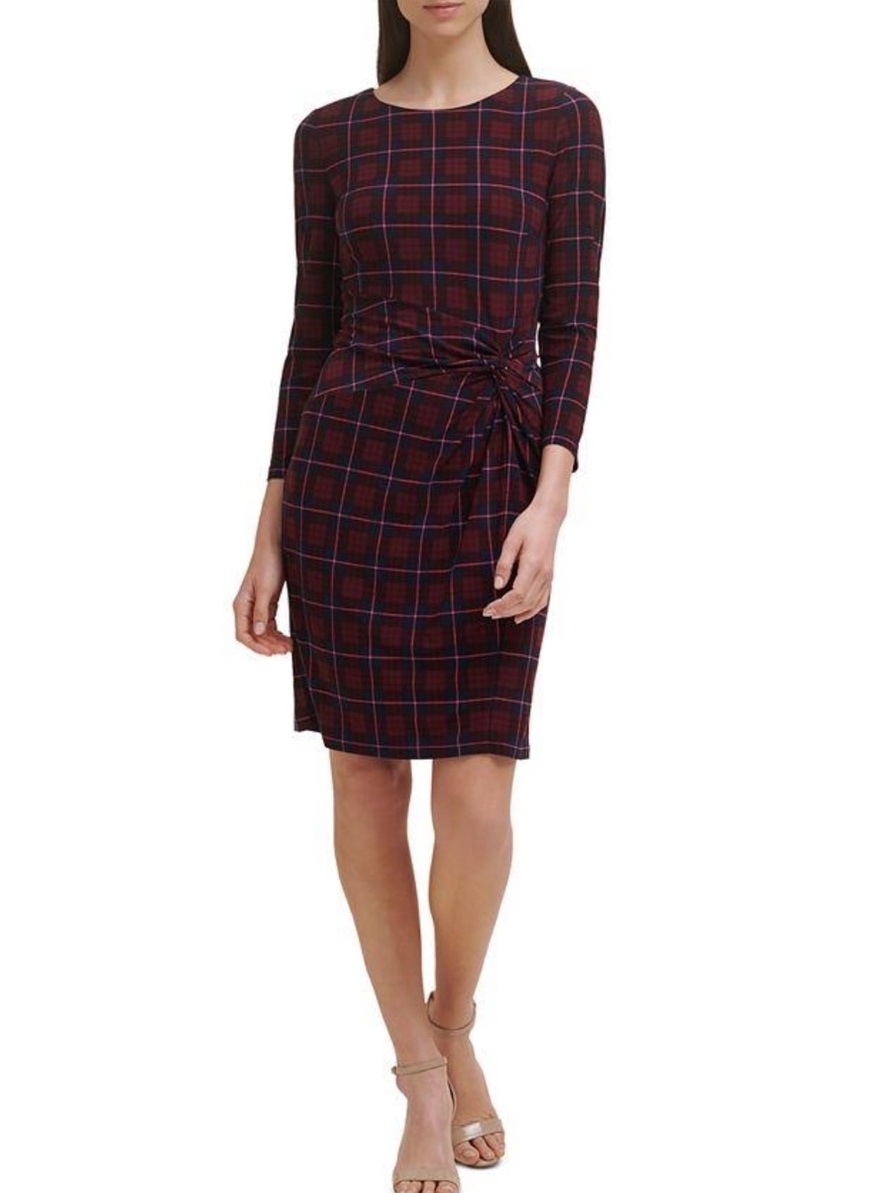 Tommy Hilfiger NWT Plaid Side-Knot Long Sleeve Sheath Dress Size 16